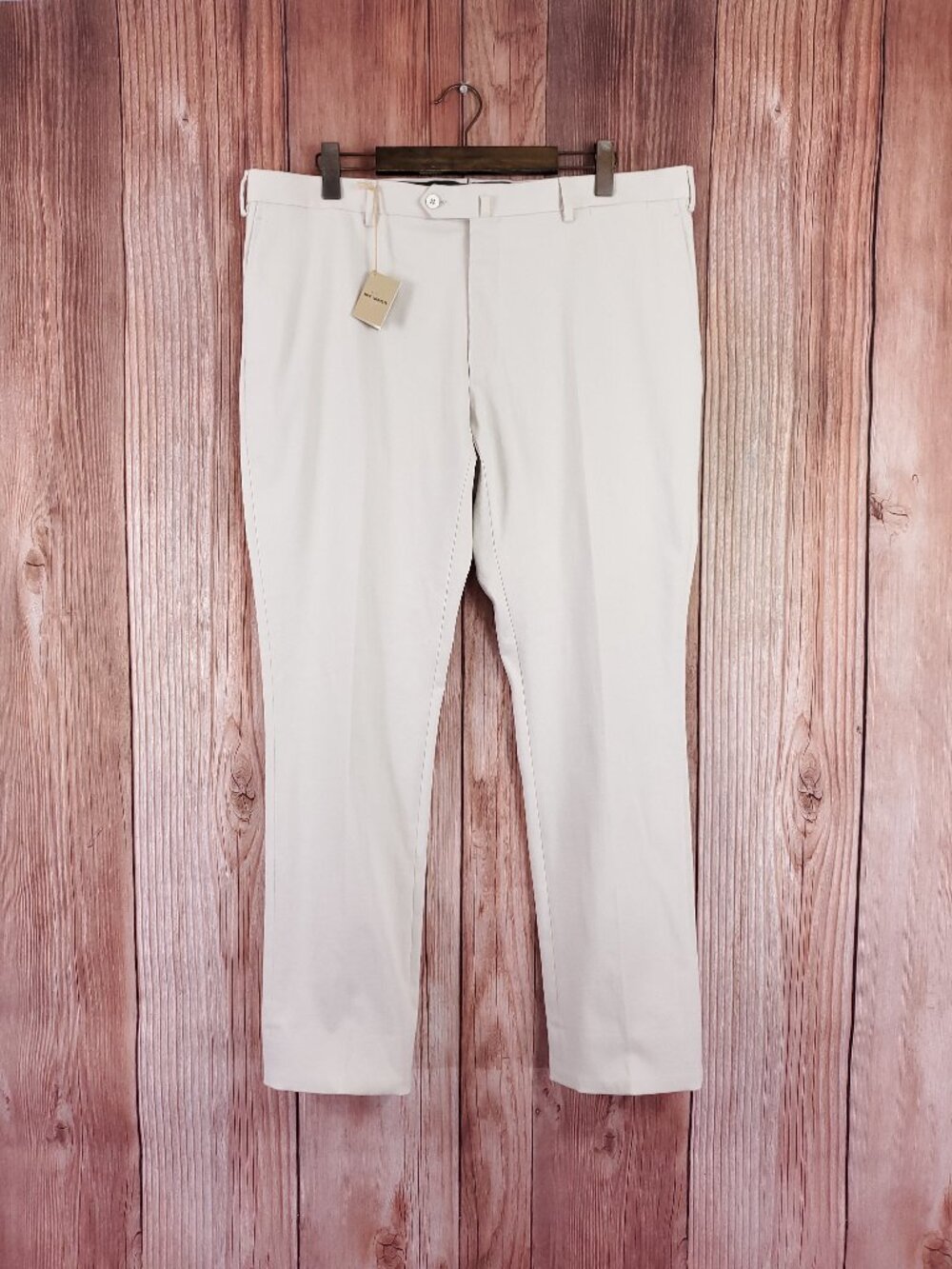 NWT Eddy Monetti Mens IT 58 Slim Fit Dress Pants Trousers Cotton Cashmere Cream